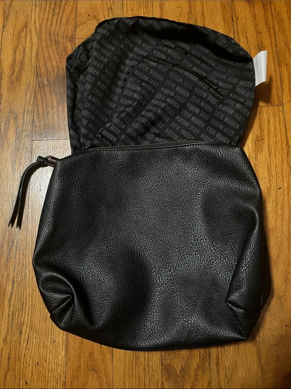 Steve Madden Classic Black Faux Leather Large Clutch Cosmetic Pouch